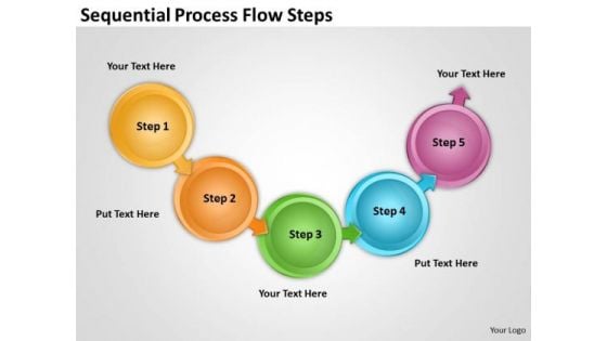 Sequential Process Flow Steps Basic Chart PowerPoint Templates