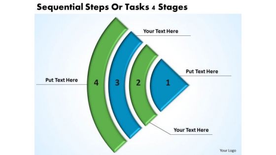 Sequential Steps Or Tasks 4 Stages Template Of Business Plan PowerPoint Slides