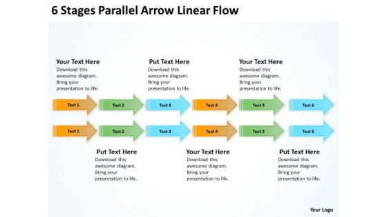 Serial And Parallel Processing 6 Stages Arrow Linear Flow PowerPoint Templates