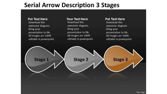 Serial Arrow Description 3 Stages Ppt Inspection Business PowerPoint Templates