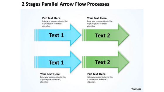 Serial Vs Parallel Processing 2 Stages Arrow Flow Processes PowerPoint Templates