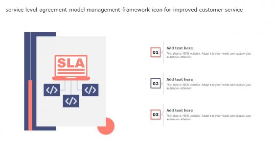 Service Level Agreement Model Management Framework Icon For Improved Customer Service Portrait Pdf