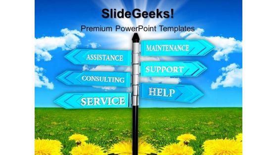 Service Support Signpost PowerPoint Templates And PowerPoint Themes 1012