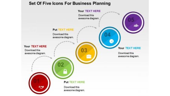 Set Of Five Icons For Business Planning PowerPoint Template