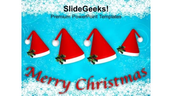 Set Of Red Santa Hats Celebrating Christmas PowerPoint Templates Ppt Backgrounds For Slides 1112 Set Of Red Santa Hats Celebrating Christmas PowerPoint Templates Ppt Backgrounds For Slides 1112