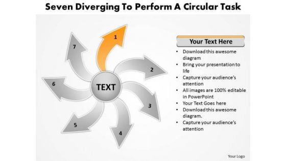 Seven Diverging Steps To Perform A Circular Task Cycle Diagram PowerPoint Templates