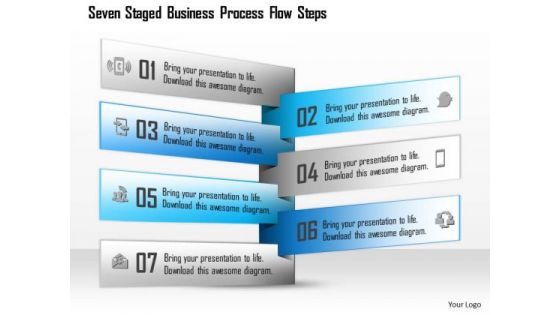 Seven Staged Business Process Flow Steps Presentation Template