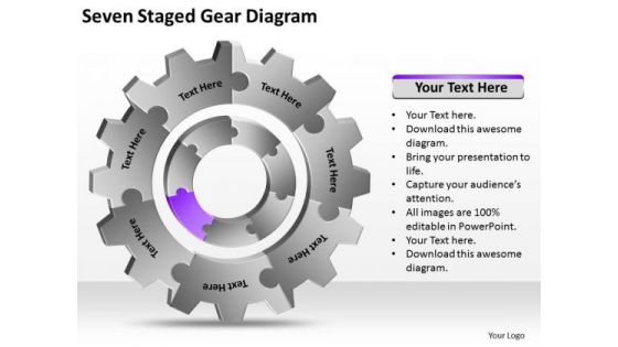 Seven Staged Gear Diagram Ppt Business Plan PowerPoint Templates