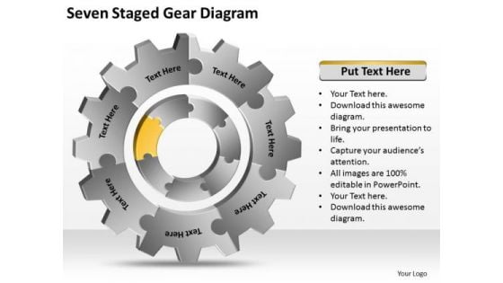 Seven Staged Gear Diagram Ppt Business Plan Writing Software PowerPoint Slides