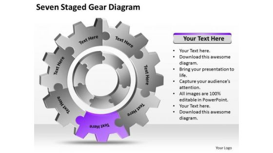 Seven Staged Gear Diagram Ppt Easy Business Plans PowerPoint Templates