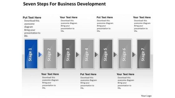 Seven Steps For Business Development Plan Software PowerPoint Templates