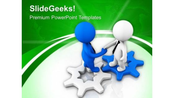 Shake Hands On Gear Process PowerPoint Templates Ppt Backgrounds For Slides 0713