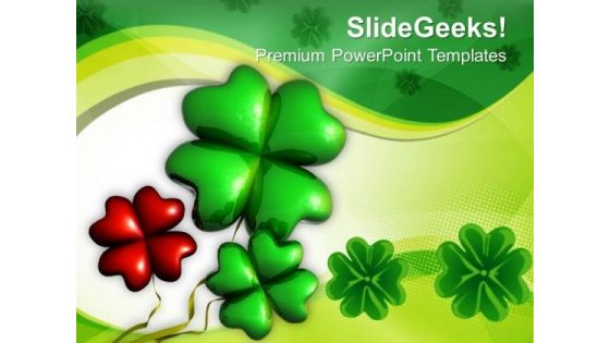Shamrock Symbol Leafed Celebration PowerPoint Templates Ppt Backgrounds For Slides 0313