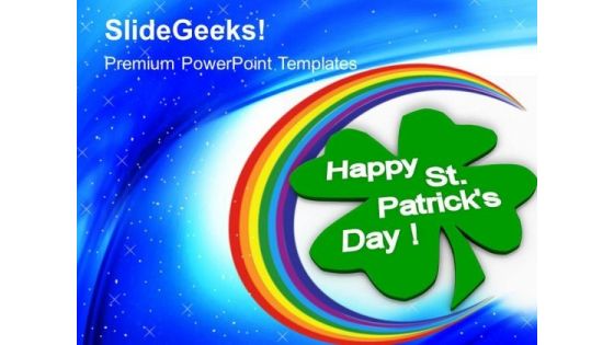 Shamrock With Greeting Happy St Patrick Day PowerPoint Templates Ppt Backgrounds For Slides 0313