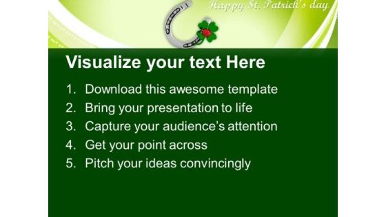 Shamrock With Lucky Symbol Patricks Day PowerPoint Templates Ppt Backgrounds For Slides 0313