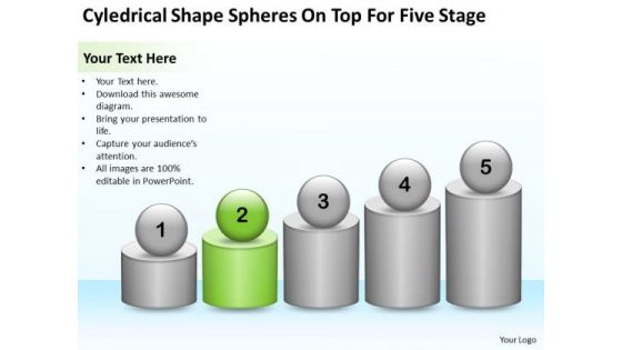 Shape Spheres On Top For Five Stage Franchise Business Plan Template PowerPoint Slides