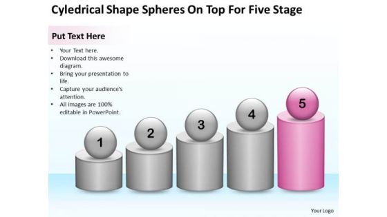 Shape Spheres On Top For Five Stage Ppt Microsoft Business Plan Software PowerPoint Templates