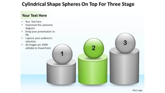 Shape Spheres On Top For Three Stage Ppt Business Plan Outline PowerPoint Slides