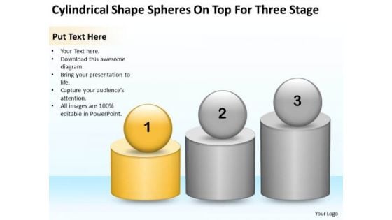 Shape Spheres On Top For Three Stage Ppt Small Business Plan PowerPoint Templates