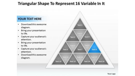 Shape To Represent 16 Variable In It Business Continuity Plan Sample PowerPoint Templates