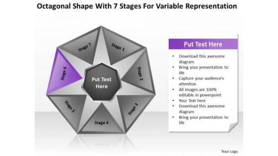 Shape With 7 Stages For Variable Representation Ppt Business Plan PowerPoint Slides