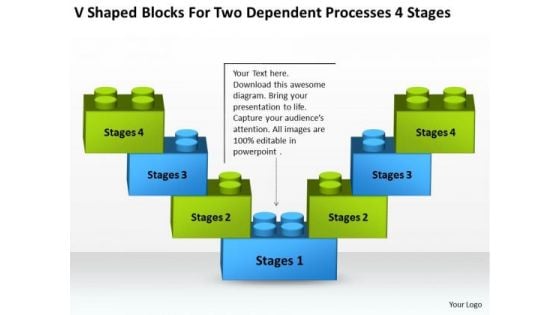 Shaped Blocks For Two Dependent Processes 4 Stages Ppt Ecommerce Business Plan PowerPoint Slides