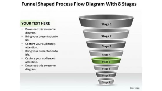 Shaped Process Flow Diagram With 8 Stages Ppt How Do Make Business Plan PowerPoint Templates