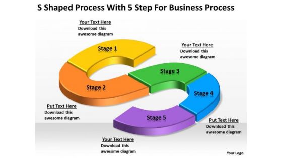 Shaped Proceswith 5 Step For How To Write Business Plans PowerPoint Templates