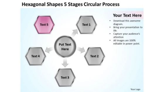 Shapes 5 Stages Circular Process Consulting Business Plan Template Free PowerPoint Slides