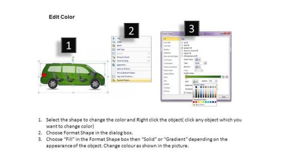 Shapes Green Minivan Side View PowerPoint Slides And Ppt Diagrams Templates