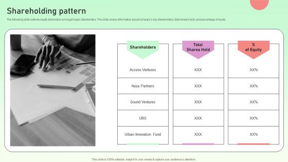 Shareholding Pattern Value Based Investor Financing Pitch Deck Brochure Pdf