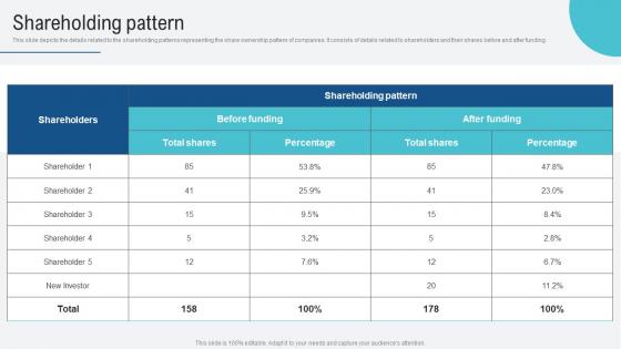 Shareholding Pattern Voice Assistance Security Platform Investor Funding Presentation Professional Pdf