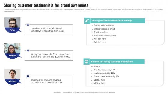 Sharing Customer Testimonials For Brand Awareness Launching New Product Brand Information Pdf Sharing Customer Testimonials For Brand Awareness Launching New Product Brand Information Pdf