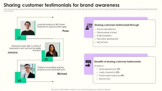 Sharing Customer Testimonials Maximizing Sales Via Online Brand Marketing Strategies Portrait Pdf