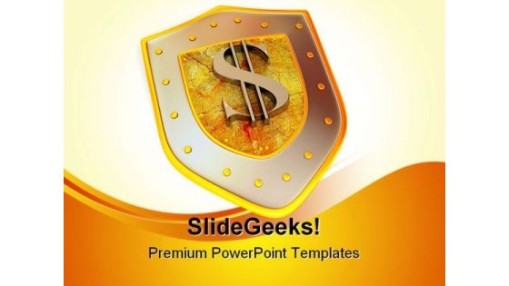 Shield Dollar Business PowerPoint Background And Template 1210