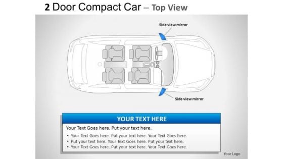 Shiny Small 2 Door Blue Car Top PowerPoint Slides And Ppt Diagram Templates