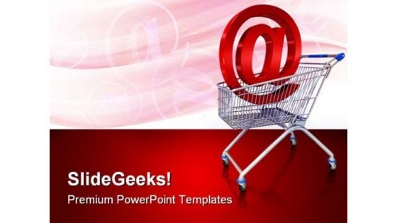 Shopping Cart With E Mail Sign Computer PowerPoint Templates And PowerPoint Backgrounds 0211