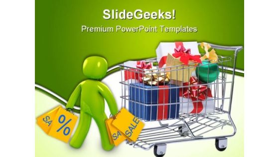 Shopping Cart With Presents Sales PowerPoint Themes And PowerPoint Slides 0411