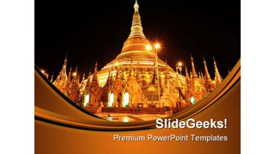 Shwedagon Pagoda At Night Religion PowerPoint Templates And PowerPoint Backgrounds 0411