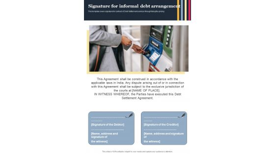 Signature For Informal Debt Arrangement One Pager Sample Example Document