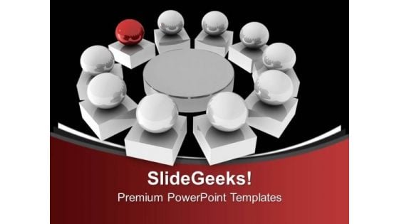 Silver Balls Arranged In Circle With Red Leader PowerPoint Templates Ppt Backgrounds For Slides 0213 Silver Balls Arranged In Circle With Red Leader PowerPoint Templates Ppt Backgrounds For Slides 0213