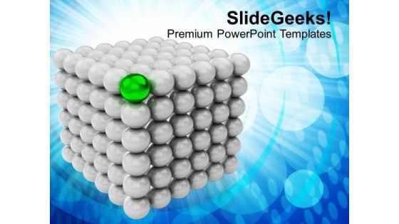 Silver Balls Forming Cubes Green Leader PowerPoint Templates Ppt Backgrounds For Slides 0113