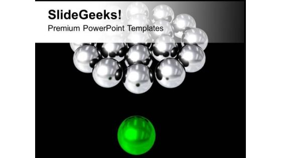 Silver Balls With Green Leader On Background PowerPoint Templates Ppt Backgrounds For Slides 0213