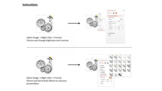 Silver Gears And 3d Men For Control Ppt Graphics Icons
