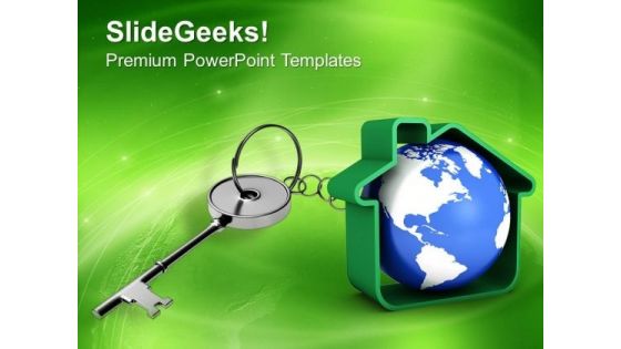 Silver Key With Globe Tied Business PowerPoint Templates Ppt Backgrounds For Slides 0213