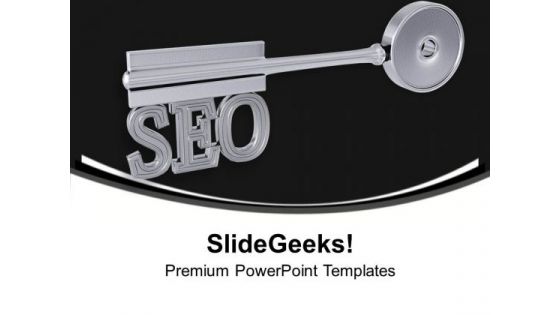 Silver Key With Seo On Black Background PowerPoint Templates Ppt Backgrounds For Slides 0213