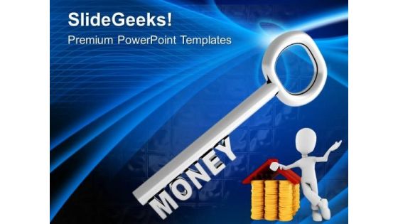 Silver Key With Word Money PowerPoint Templates Ppt Backgrounds For Slides 0213