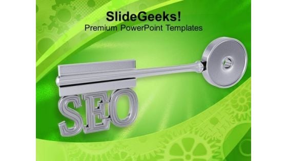 Silver Key With Word Seo Business PowerPoint Templates Ppt Backgrounds For Slides 1212