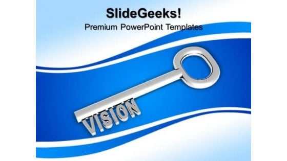 Silver Key With Word Vision Business Concept PowerPoint Templates And PowerPoint Themes 1012