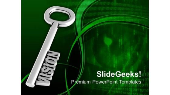 Silver Key With Word Vision Security PowerPoint Templates And PowerPoint Themes 0912